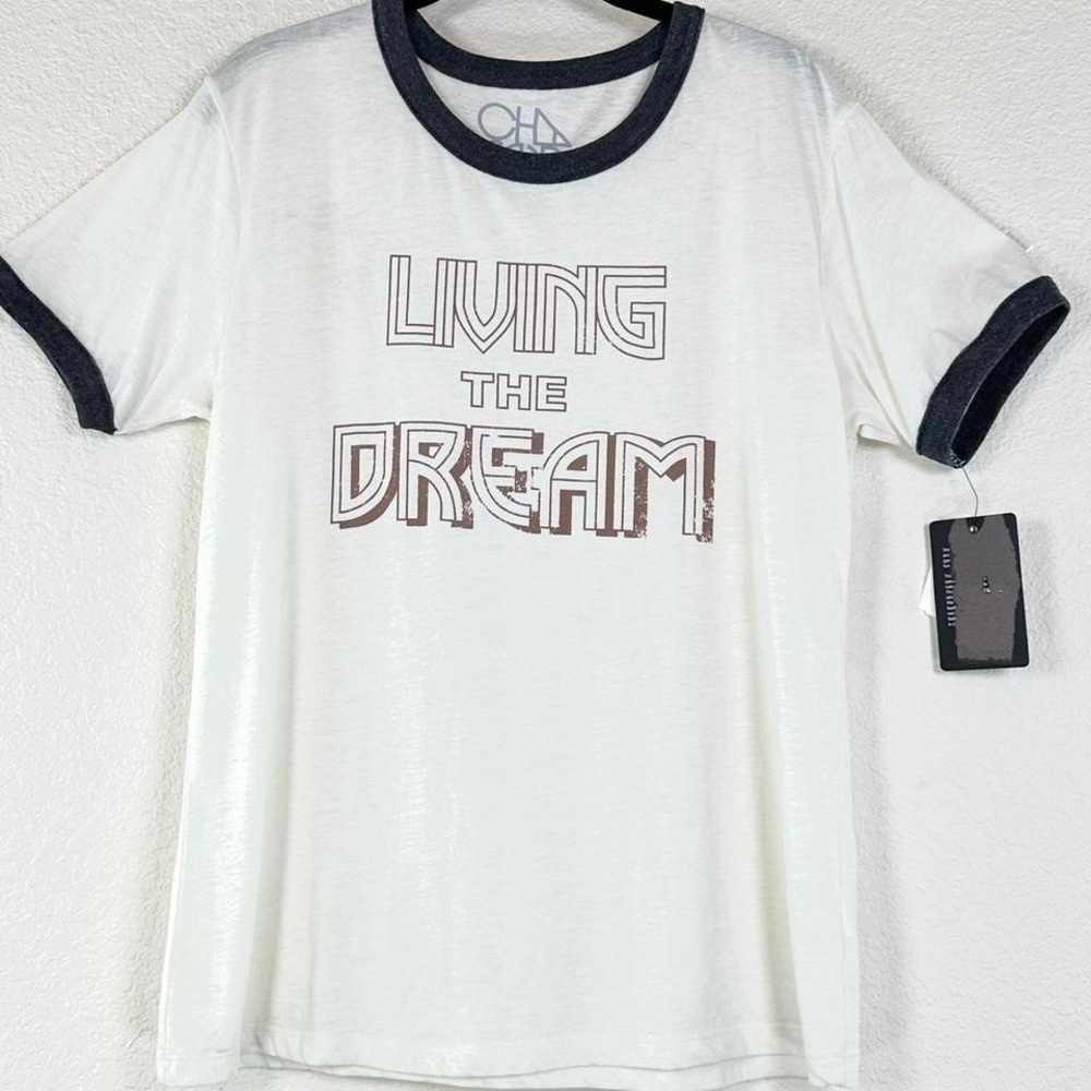 Chaser Living The Dream Ringer Graphic‎ Retro Tee NWT